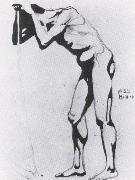 Egon Schiele Standing male nude leaning or a scythe painting